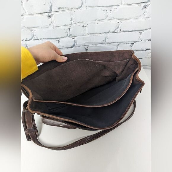 Vintage Messenger Laptop Bag, Roots brown leather Bag Rare Vintage - Picture 4 of 9